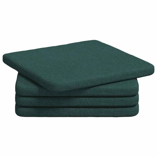 Възглавници за седалки 4 pcs Тъмен зелен 40 x 40 x 3 cm текстил