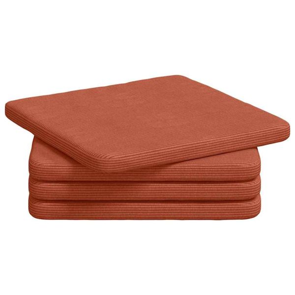 Възглавници за седалки 4 pcs Червено оранжево 40 x 40 x 3 cm