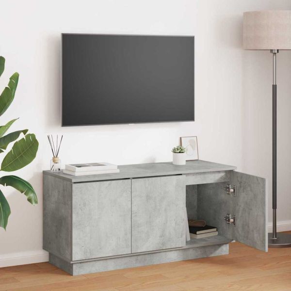 ТВ шкаф Циментено сиво 100 x 38 x 49 см Инженерно дърво