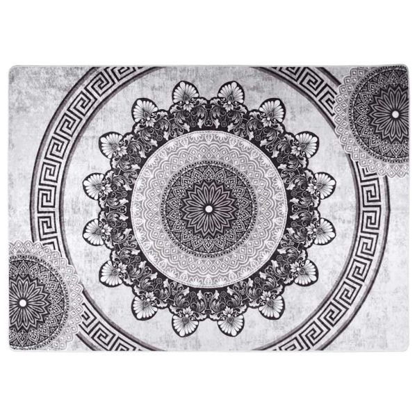 Килим, миещ се, 120x180 см, черно и сиво
