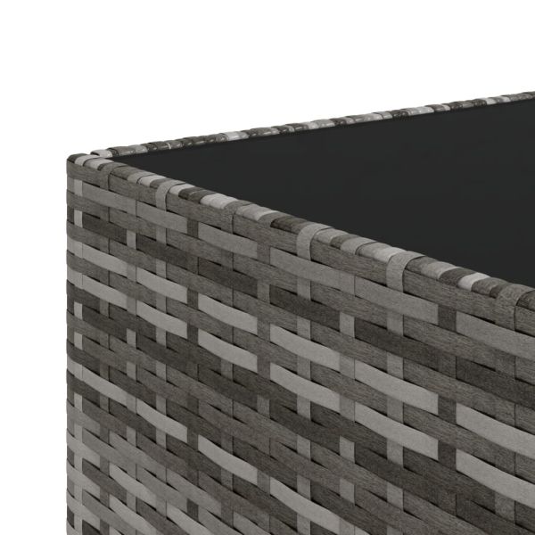 Квадратна градинска масичка за кафе сива 50x50x30 см полиратан