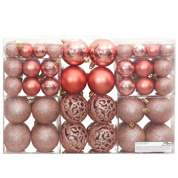 Коледни топки 100 бр розово и роза 3 / 4 / 6 см