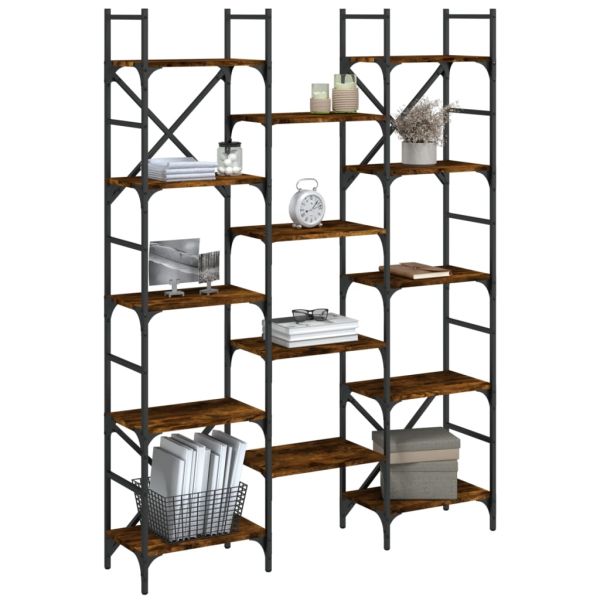 Етажерка за книги опушен дъб 127,5x28,5x172,5см инженерно дърво