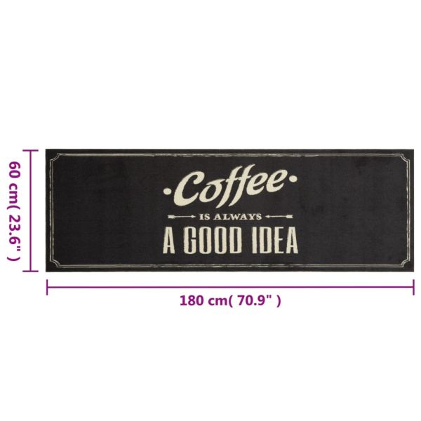 Кухненско килимче, миещо, текст Coffee, 60x180 см, кадифе