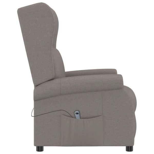 Wingback електрически реклайнер стол, таупе, текстил
