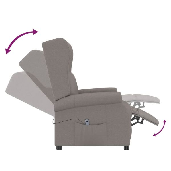 Wingback електрически реклайнер стол, таупе, текстил