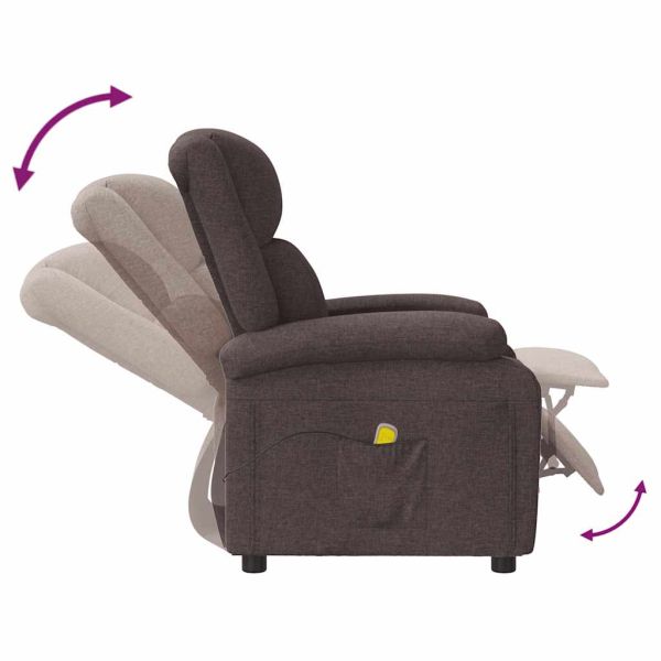 Wingback масажен стол, тъмнокафяв, текстил