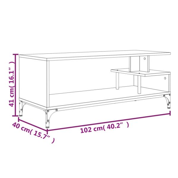 ТВ шкаф кафяв дъб 102x40x41 см инженерно дърво и стомана