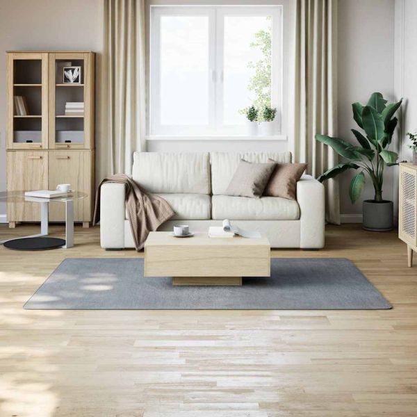 Миещ се килим мек къс косъм 160x230 см противоплъзгащ сив