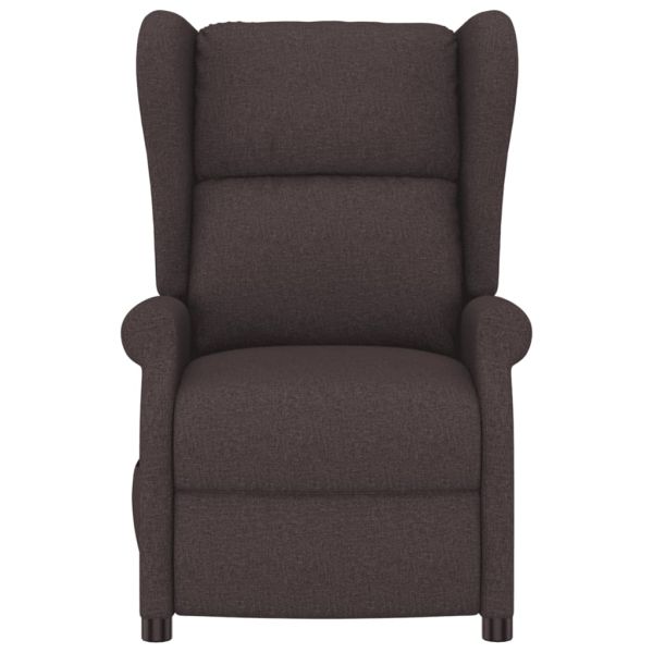 Wingback електрически реклайнер стол, тъмнокафяв, текстил
