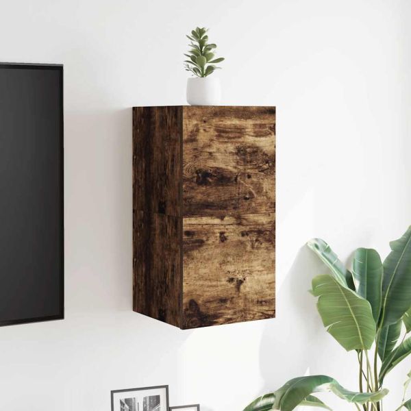 Стенни ТВ шкафове, 2 бр, опушен дъб, 30,5x30x30 см