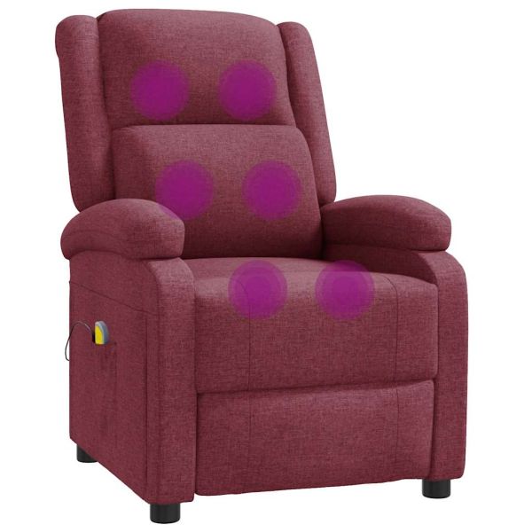 Wingback масажен стол, виненочервен, текстил
