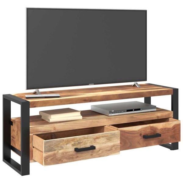 ТВ шкаф 120x35x45 см масивно дърво с меден финиш