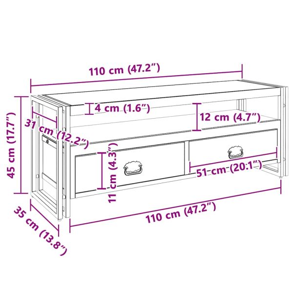 ТВ шкаф 120x35x45 см масивно дърво с меден финиш