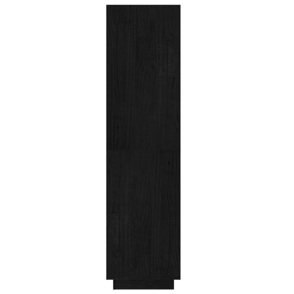 Библиотека/разделител за стая, черна, 60x35x135 см, бор масив