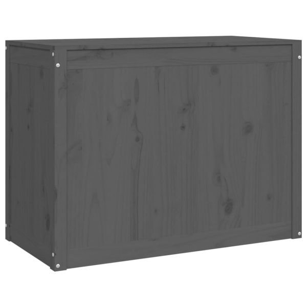 Кутия за пране, сива, 88,5x44x66 см, борово дърво масив