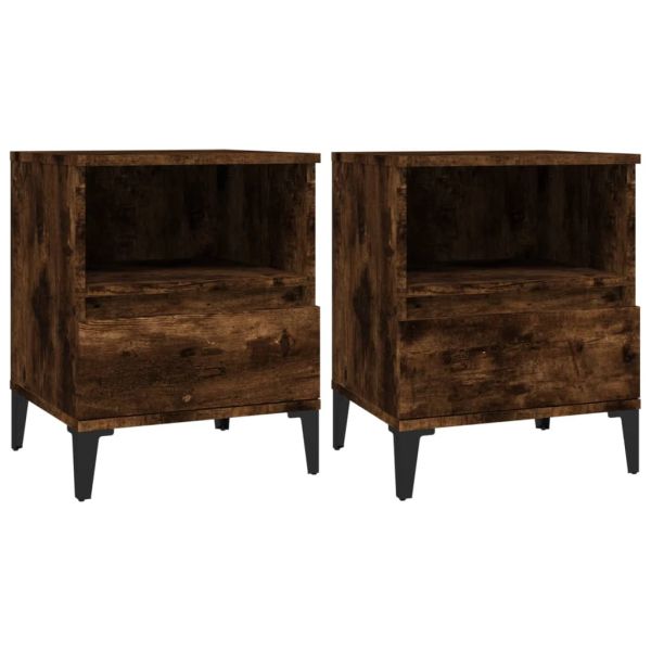 Нощни шкафчета 2 бр опушен дъб 40x35x50 см