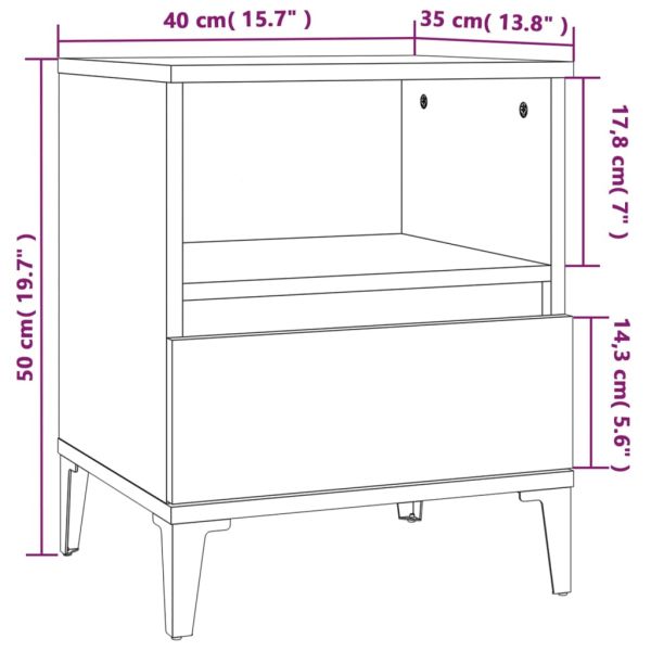 Нощни шкафчета 2 бр опушен дъб 40x35x50 см