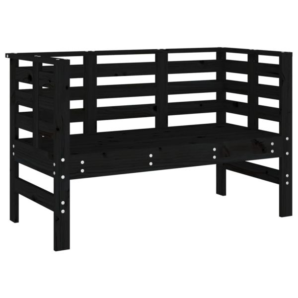 Градинска пейка, черна, 111,5x53x71 см, борово дърво масив