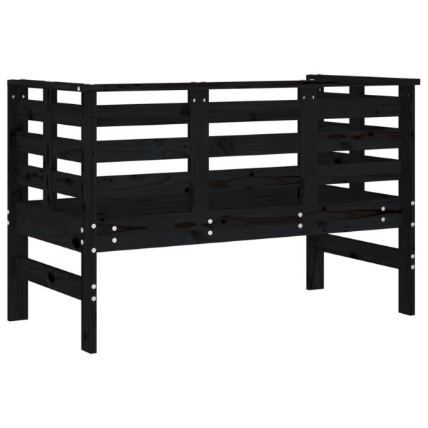 Градинска пейка, черна, 111,5x53x71 см, борово дърво масив