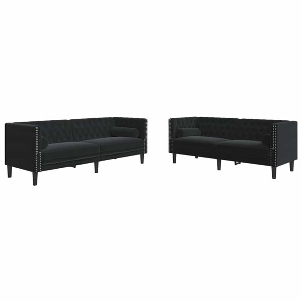 Диван за всекидневна 2 pcs Черно 194 x 74,5 x 70,5 см Кадифе