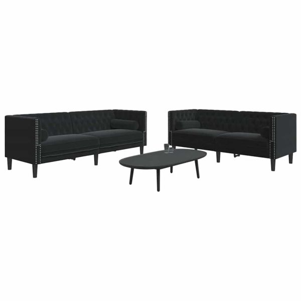 Диван за всекидневна 2 pcs Черно 194 x 74,5 x 70,5 см Кадифе