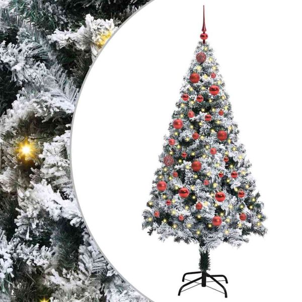 С изкуствено коледно дърво с 150 LED светодиода Бяло 150 cm
