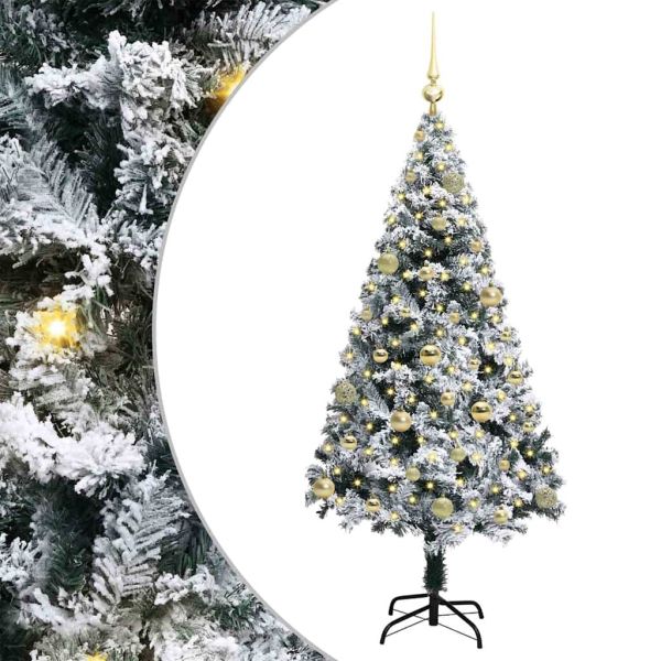 С изкуствено коледно дърво с 150 LED светодиода Бяло 150 cm