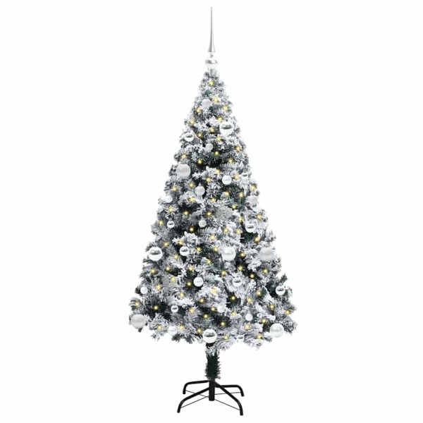 С изкуствено коледно дърво с 150 LED светодиода Бяло 150 cm