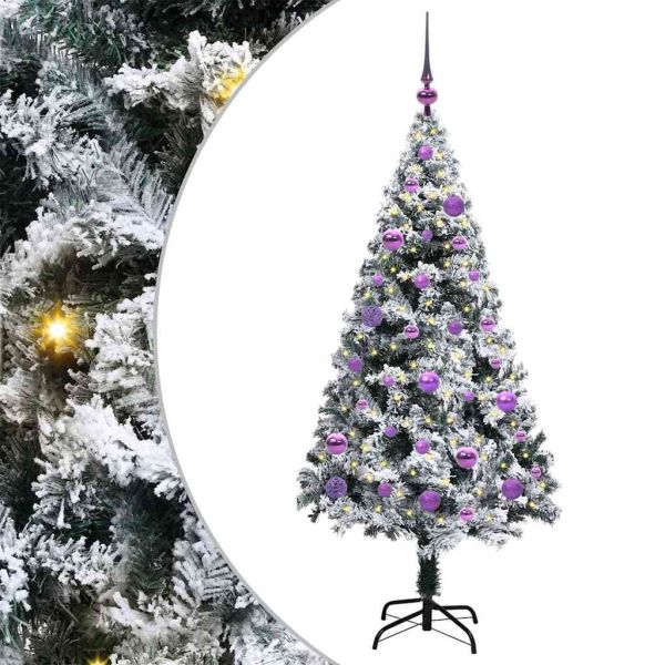 С изкуствено коледно дърво с 150 LED светодиода Бяло 150 cm