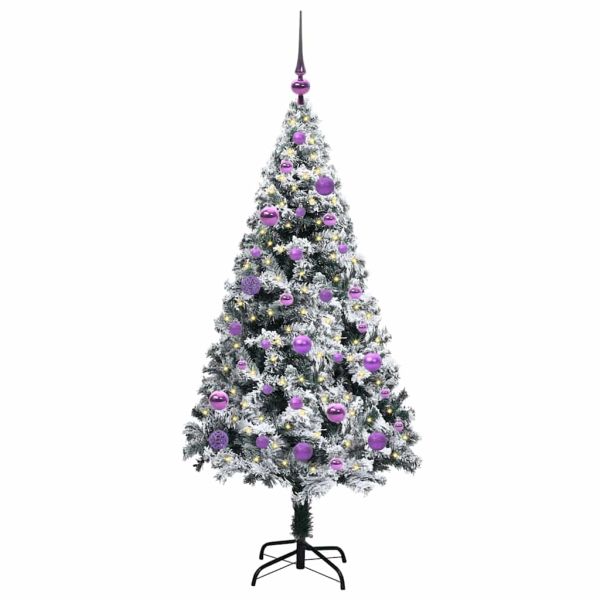 С изкуствено коледно дърво с 150 LED светодиода Бяло 150 cm