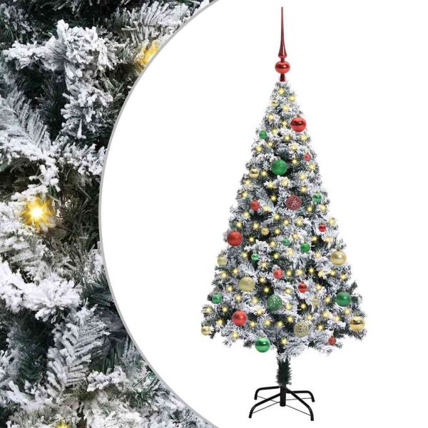 С изкуствено коледно дърво с 150 LED светодиода Бяло 150 cm