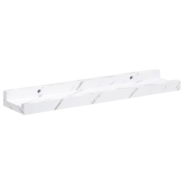 Стенен рафт Монтиране на стена 2 бр. Бял мрамор 40 x 9 x 3 cm
