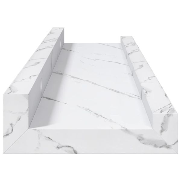 Стенен рафт Монтиране на стена 2 бр. Бял мрамор 40 x 9 x 3 cm