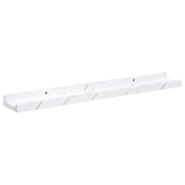 Стенен рафт Монтиране на стена 2 бр. Бял мрамор 60 x 9 x 3 cm