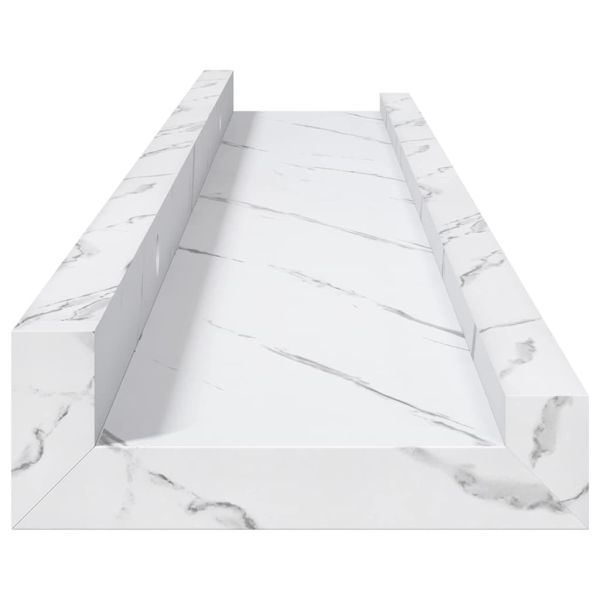 Стенен рафт Монтиране на стена 2 бр. Бял мрамор 60 x 9 x 3 cm