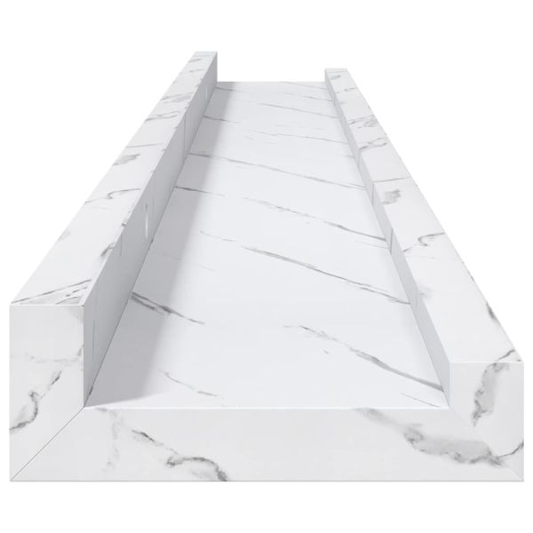 Стенен рафт Монтиране на стена 2 бр. Бял мрамор 80 x 9 x 3 cm
