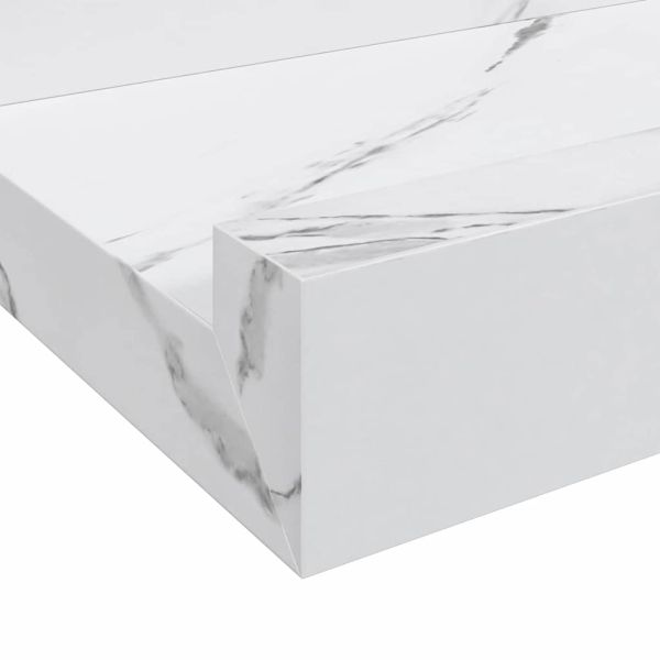Стенен рафт Монтиране на стена 4 бр. Бял мрамор 60 x 9 x 3 cm