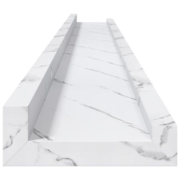 Стенен рафт Монтиране на стена 4 бр. Бял мрамор 100 x 9 x 3 cm