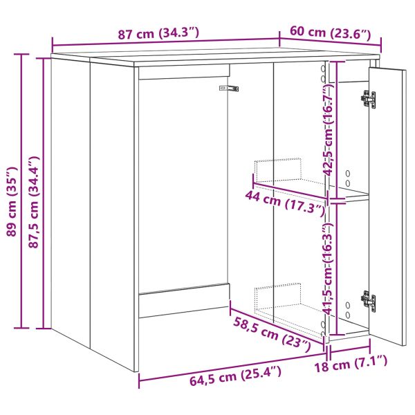 Шкаф за пералня Сонома 87 x 60 x 89 см Инженерна дървесина