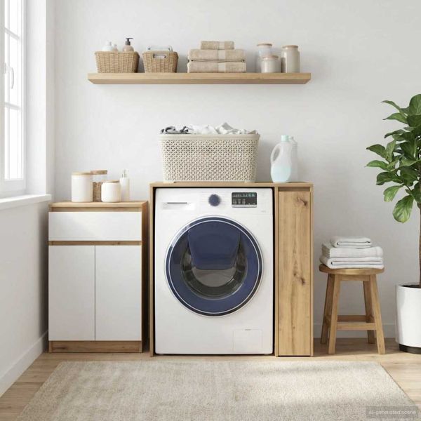 Шкаф за пералня с врата Дъб 87 x 60 x 89 см Инженерна дървесина