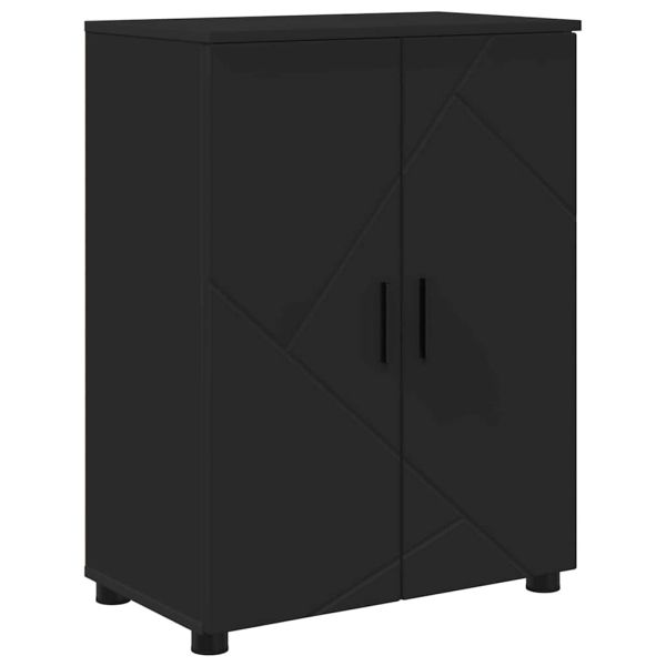 Шкаф за баня Черно 60 x 35 x 80 см Инженерно дърво & Метал