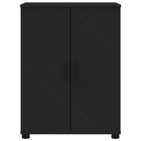 Шкаф за баня Черно 60 x 35 x 80 см Инженерно дърво & Метал