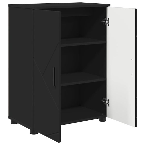 Шкаф за баня Черно 60 x 35 x 80 см Инженерно дърво & Метал