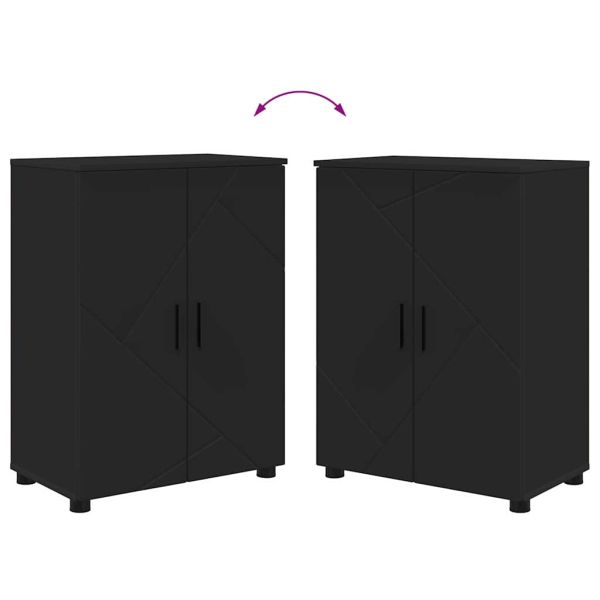 Шкаф за баня Черно 60 x 35 x 80 см Инженерно дърво & Метал