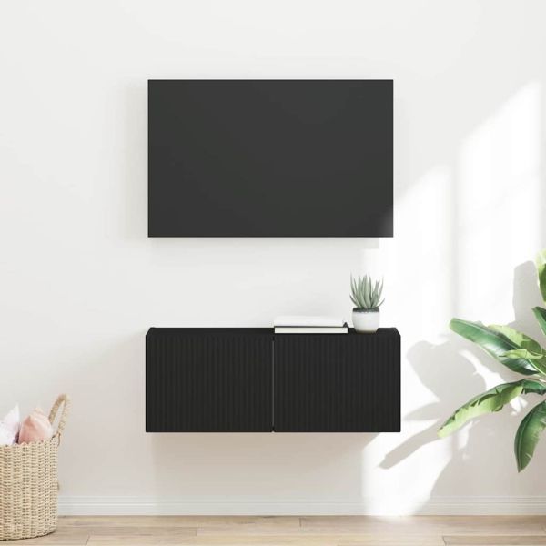TV стенен шкаф Черно 78,5 x 31 x 29,5 см Инженерно дърво
