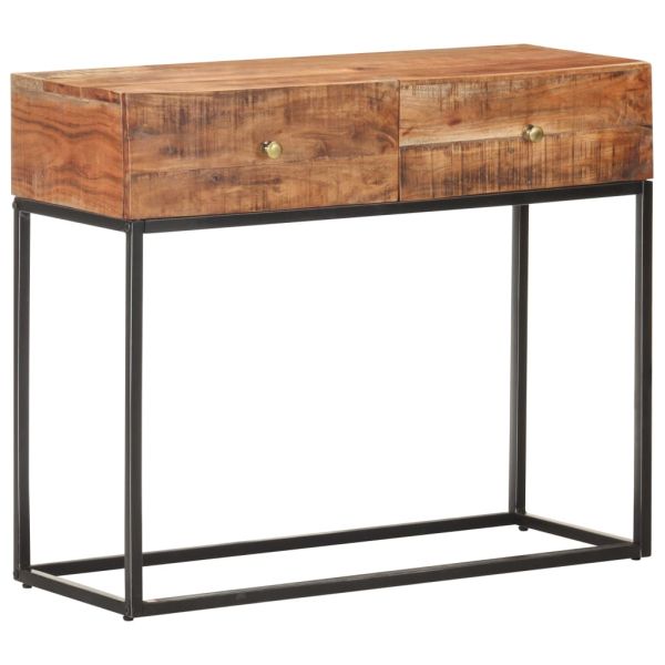 Конзолна маса, сива, 90x35x75 cм, грубо акациево дърво