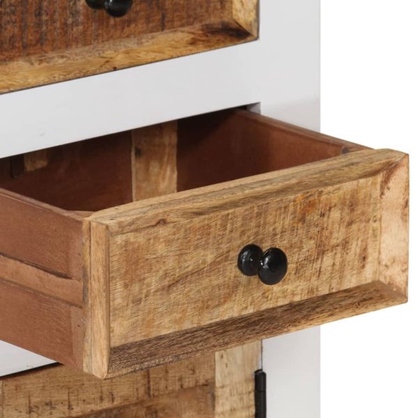 Висок шкаф, кафяво и бяло, 40x30x110 см, манго и акация масив