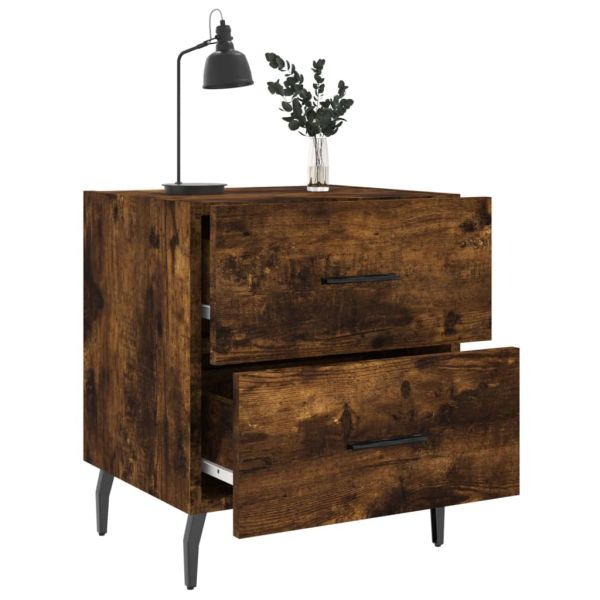 Нощни шкафчета 2 бр опушен дъб 40x35x47,5 см инженерно дърво