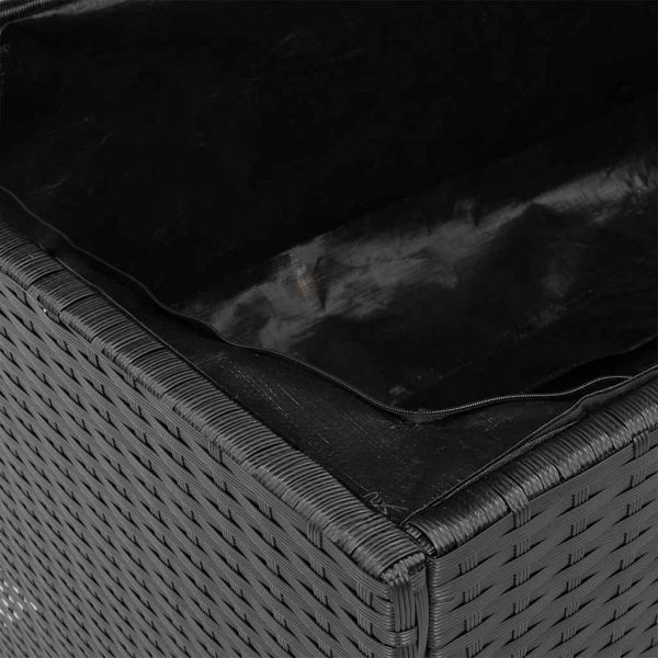 Външна кутия за съхранение черна 220x50x54 см PE ратан акация